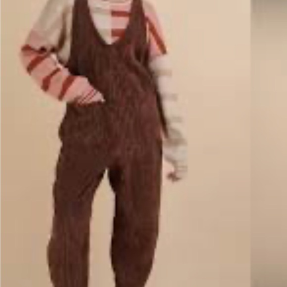 new in Pants - New in rust-colored corduroy sleeveless jumpsuit
